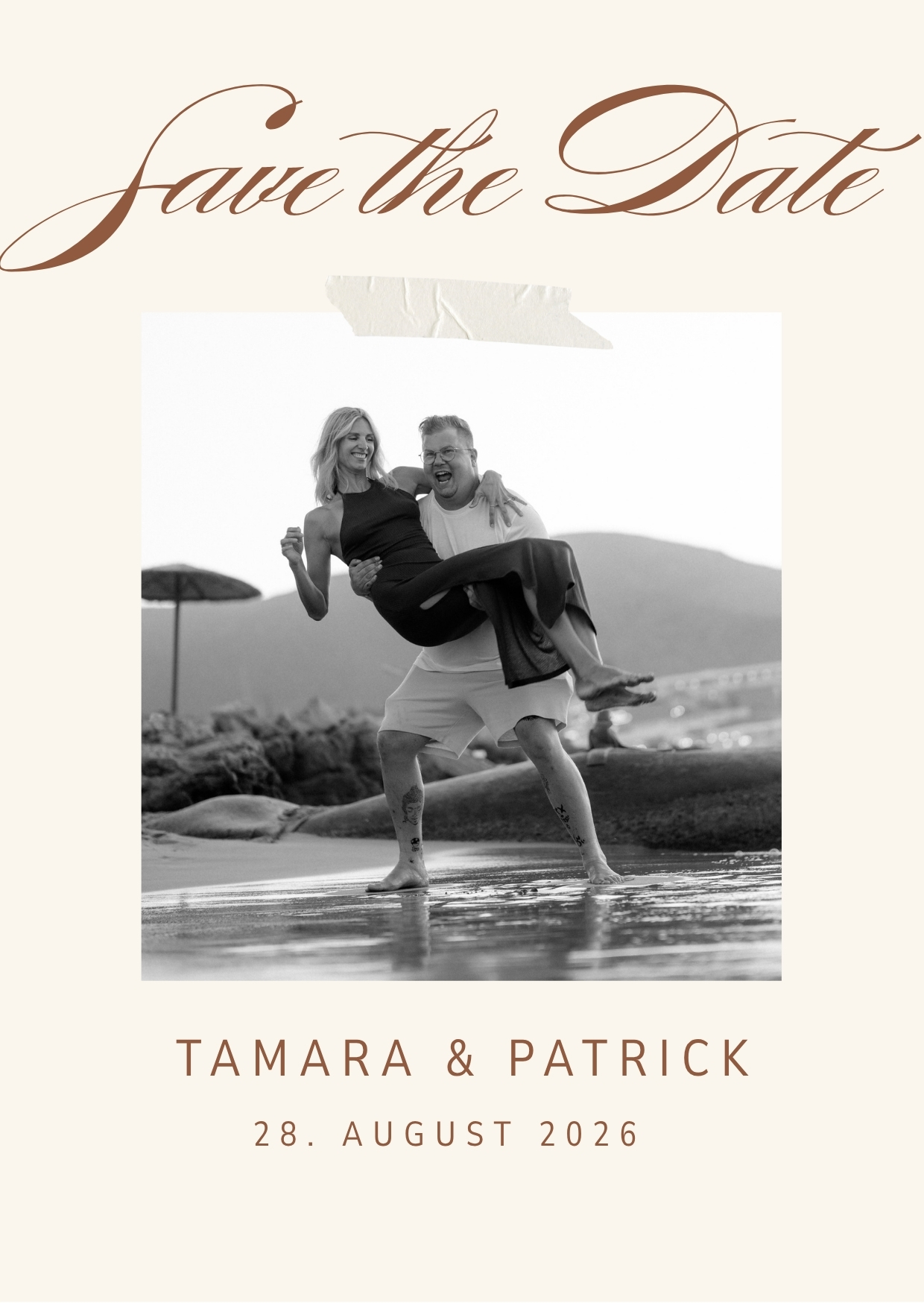 Save the Date – Tamara und Patrick, 28. August 2026
